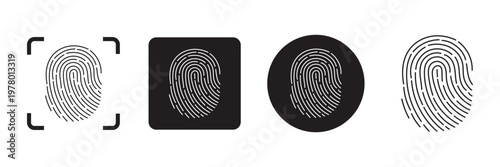 Fingerprint thumbprint set isolated. Set fingerprint scanning icon sign Fingerprint Scanning Icon Set: Vector Biometric Signature Symbols for Password Encryption and Digital Security