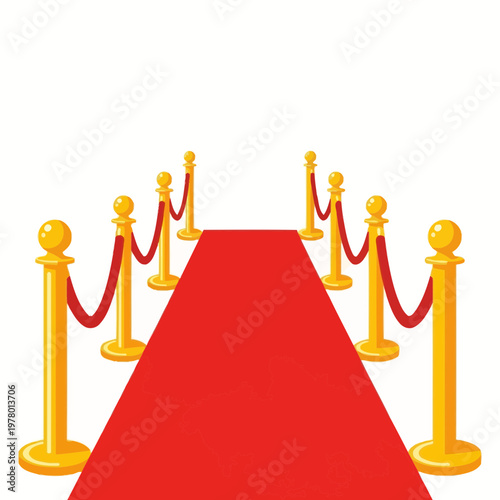 Red Carpet with Golden Stanchions and Ropes - VIP Event Entrance