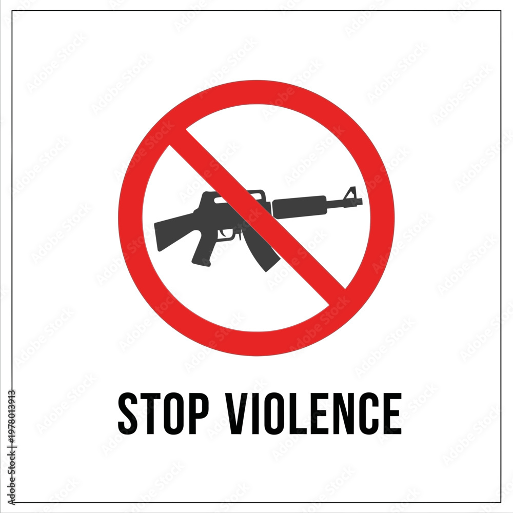 Obraz premium Stop Violence Sign with Gun Silhouette