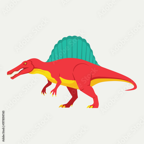 Cartoon Spinosaurus Dinosaur Character Illustration.