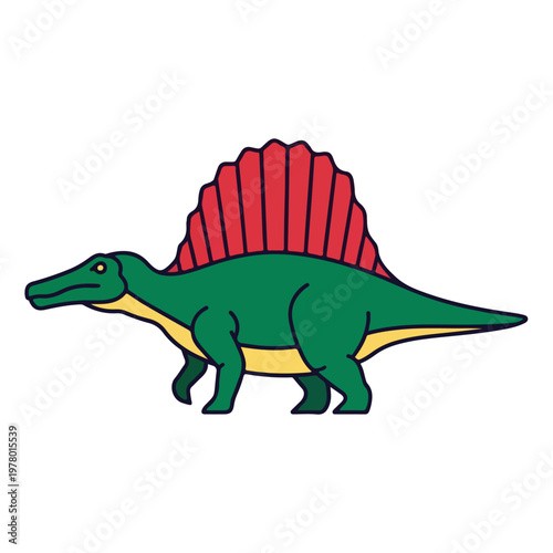 Cartoon Spinosaurus Dinosaur Illustration Isolated on White Background.