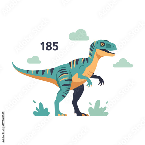Cartoon Style Allosaurus Dinosaur Standing Character Illustration.