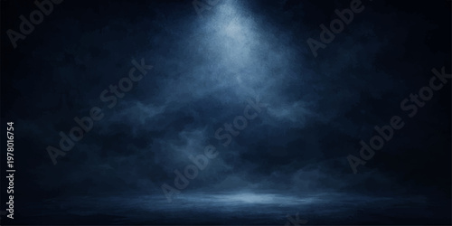 A dramatic dark blue cloudscape captures the stormy nature of heaven with white clouds against a black night sky texture