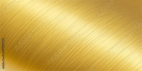 A shiny brushed gold metallic texture features smooth horizontal lines across a polished aluminum plate surface to create a sophisticated pattern for a modern steel wallpaper backdrop design