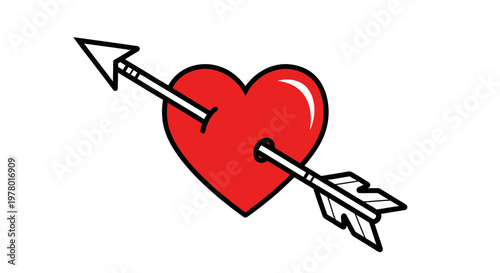 Red Heart Pierced by Arrow, Symbol of Love, Valentine's Day