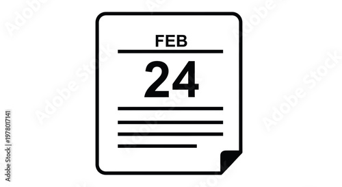 February 24th Calendar Date Icon