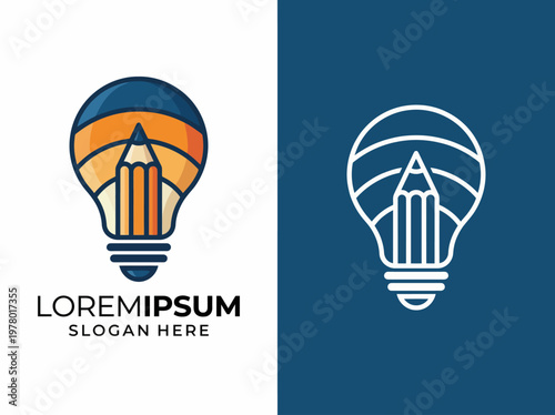 Combining a lightbulb and pencil, this logo symbolizes creativity and innovation, making it suitable for educational or creative industries seeking a memorable brand image.