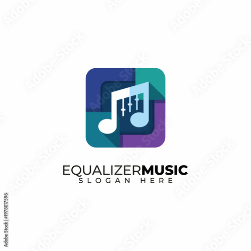 This logo brilliantly combines an equalizer and musical note, representing Equalizer Music, and evokes sound, rhythm, and the joy of music through its modern design.