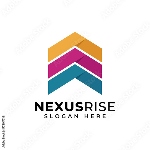 This image showcases a modern logo design featuring vibrant colors in an abstract layered style, ideal for branding and marketing purposes in various industries.