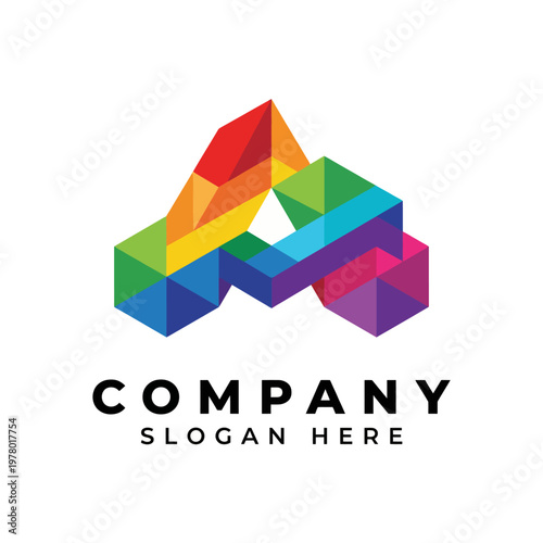 An abstract logo featuring a colorful 'A,' ideal for a modern brand focused on creativity, innovation, and attracting youthful demographics.