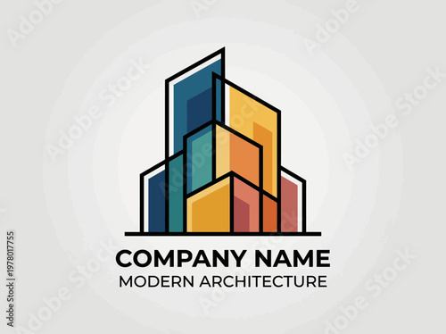 This logo showcases colorful, geometric shapes representing modern architecture, symbolizing innovation and creativity in urban design services.