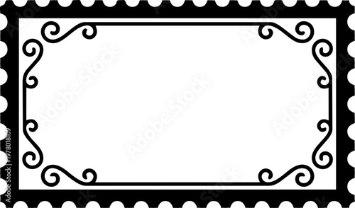 Vintage postage stamp frame with perforated edges