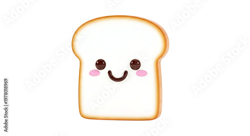 Cute Toast Slice Character with Smiling Face
