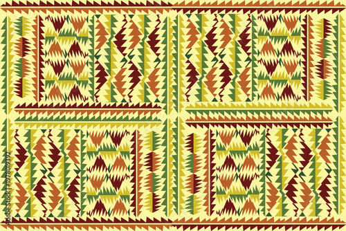 Tribal geometric seamless pattern with zigzag stripes in earth tones, ethnic design for textiles