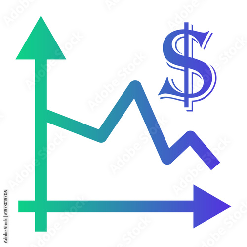 depreciation Line Gradient Icon