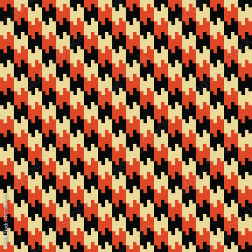 Modern  pattern in orange, black, and cream. Bold geometric seamless design for textiles and backgrounds.