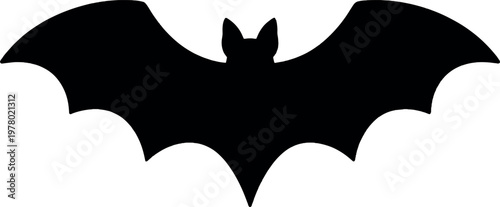 Bat silhouette minimal black vector illustration for halloween night flying animal spooky symbol and wildlife design concept use