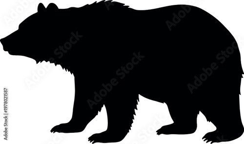 Bear silhouette minimal black vector illustration for wildlife animal nature forest predator design and conservation concept use