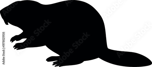 Beaver silhouette minimal black vector illustration for wildlife rodent animal nature habitat dam building and environmental concept use