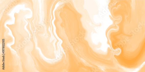 Smooth orange and peach liquid marble texture with organic fluid swirls. This minimalist abstract vector background provides a warm and refreshing aesthetic for modern digital layouts.