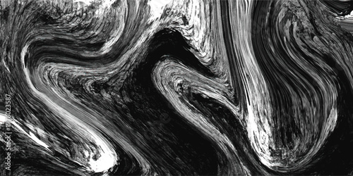 Moody black and white marble texture with dramatic fluid ink swirls. This abstract liquid vector background creates a powerful monochromatic aesthetic for modern branding.