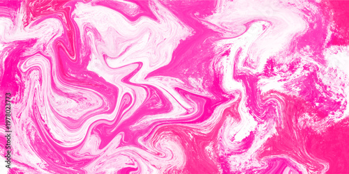 Vibrant pink and white fluid marble pattern with expressive liquid swirls. This bold abstract vector background is ideal for energetic social media graphics and modern product design.