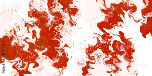 Abstract red white liquid texture displays splashy marble effect. This unique backdrop works well for creative web design