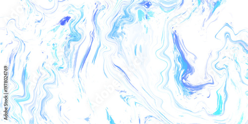 Abstract light blue and white fluid marble texture background. This smooth wavy acrylic paint pour creates a clean digital graphic template creative digital design.