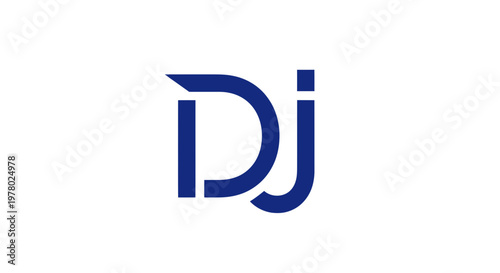 Modern DJ Logo - Minimalist Blue Monogram on White Background