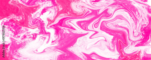 Abstract bright pink and white fluid marble texture background. This vibrant wavy acrylic paint pour perfectly suits creative digital design.