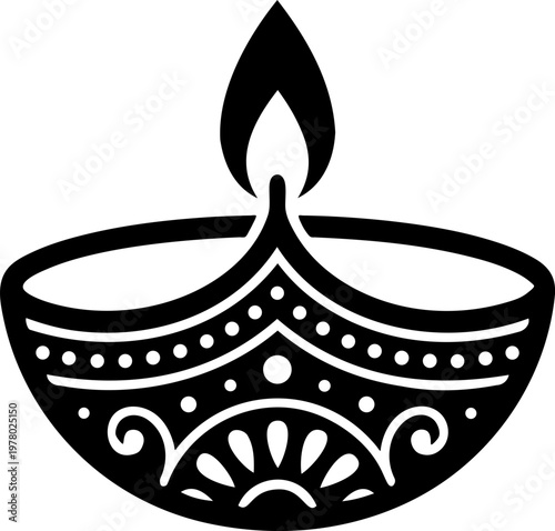 Lit Indian oil lamp diya for Diwali festival