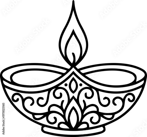 Lit Indian oil lamp diya for Diwali festival