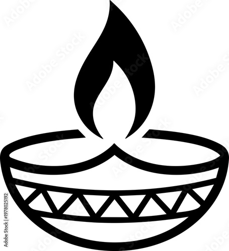 Lit Indian oil lamp diya for Diwali festival