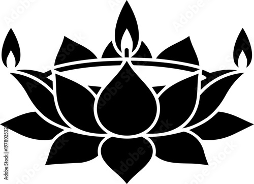 Lit Indian oil lamp diya for Diwali festival