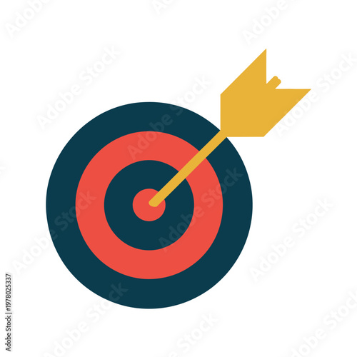 Vibrant Arrow Hitting Center of Colorful Target