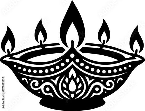 Lit Indian oil lamp diya for Diwali festival