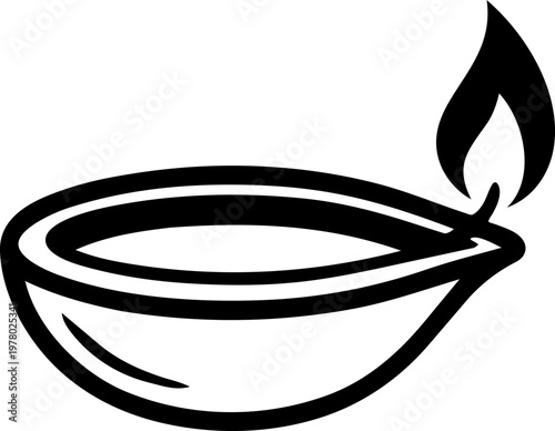 Lit Indian oil lamp diya for Diwali festival