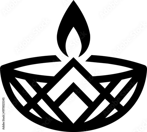 Lit Indian oil lamp diya for Diwali festival