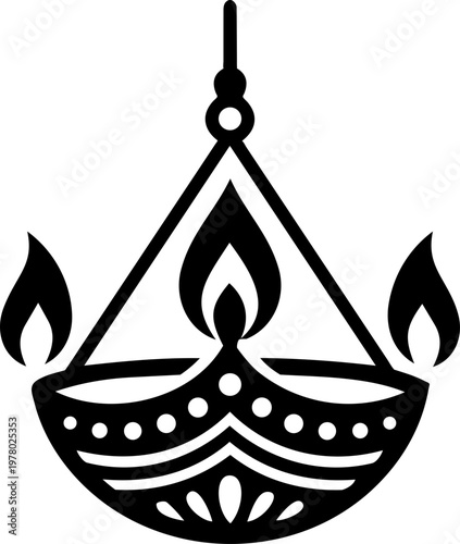 Lit Indian oil lamp diya for Diwali festival