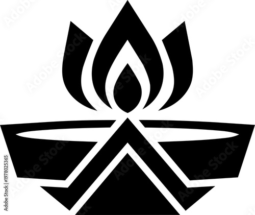 Lit Indian oil lamp diya for Diwali festival