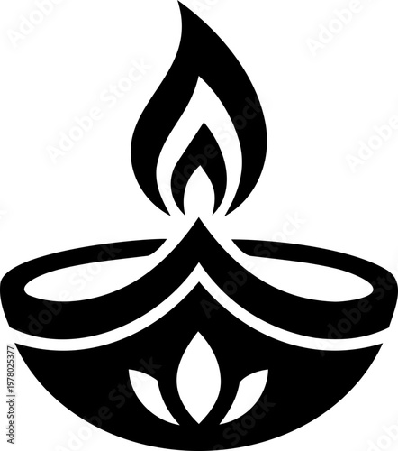 Lit Indian oil lamp diya for Diwali festival