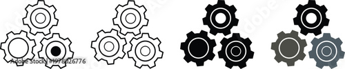 Mechanism gears icon. Cogwheel and settings symbol. Engineering and machinery vector illustration. Industrial automation and mechanical process pictogram. Technology and development concept.