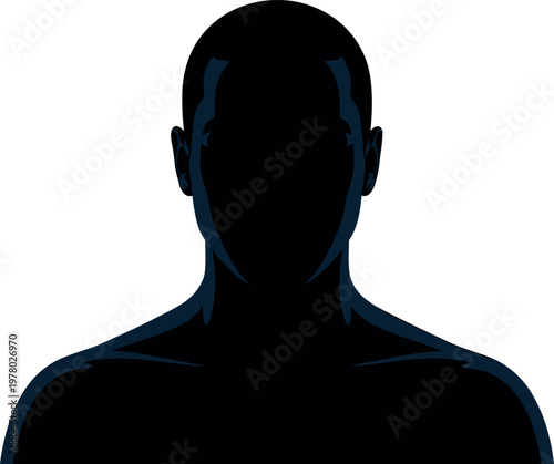 Male avatar silhouette minimal black vector illustration for user profile identity account and digital interface design concept use