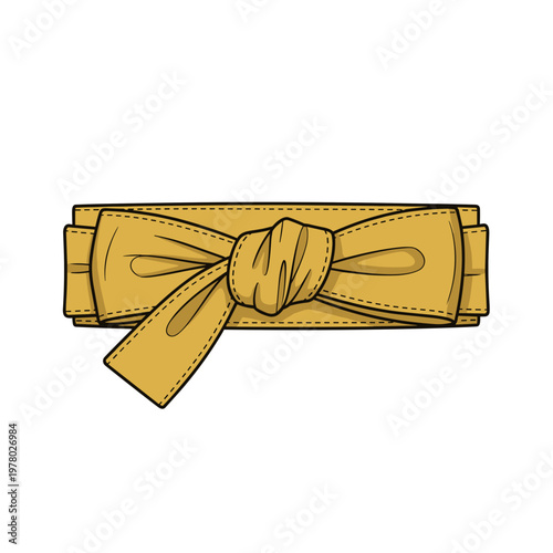 Elegant obi belt with intricate knot design isolated on a clean white background, highlighting its traditional craftsmanship and vibrant color