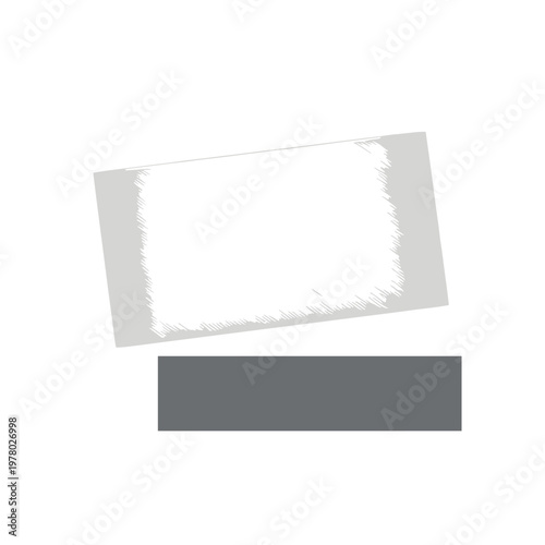 Rectangular care label patch isolated on a white background, featuring a clean and minimalistic design with sharp edges and ample copy space