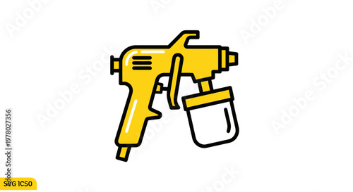 Yellow Spray Gun Icon - Industrial Tool for Painting and Coating