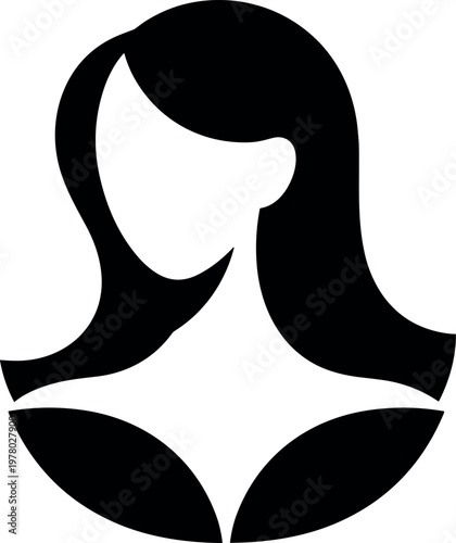 Female avatar icon silhouette minimal black vector illustration for user profile identity account and social media interface design use