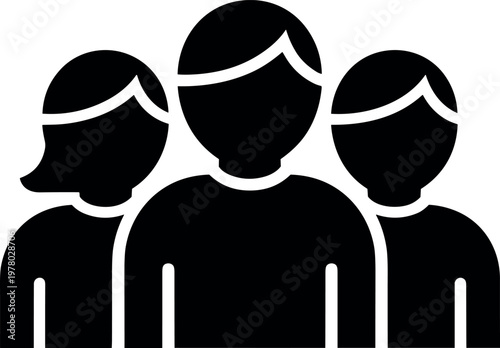 Group of people avatar silhouettes minimal black vector illustration for user profile community team and social network concept use