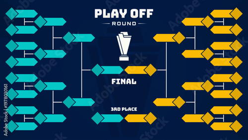 Playoff Tournament Bracket with Trophy for Sports and Esports Competition