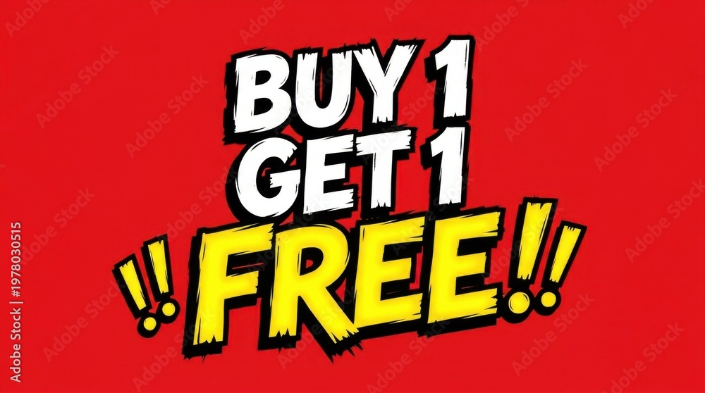 Fototapeta premium Buy 1 Get 1 Free Flash Sale Red Promotional Graphic